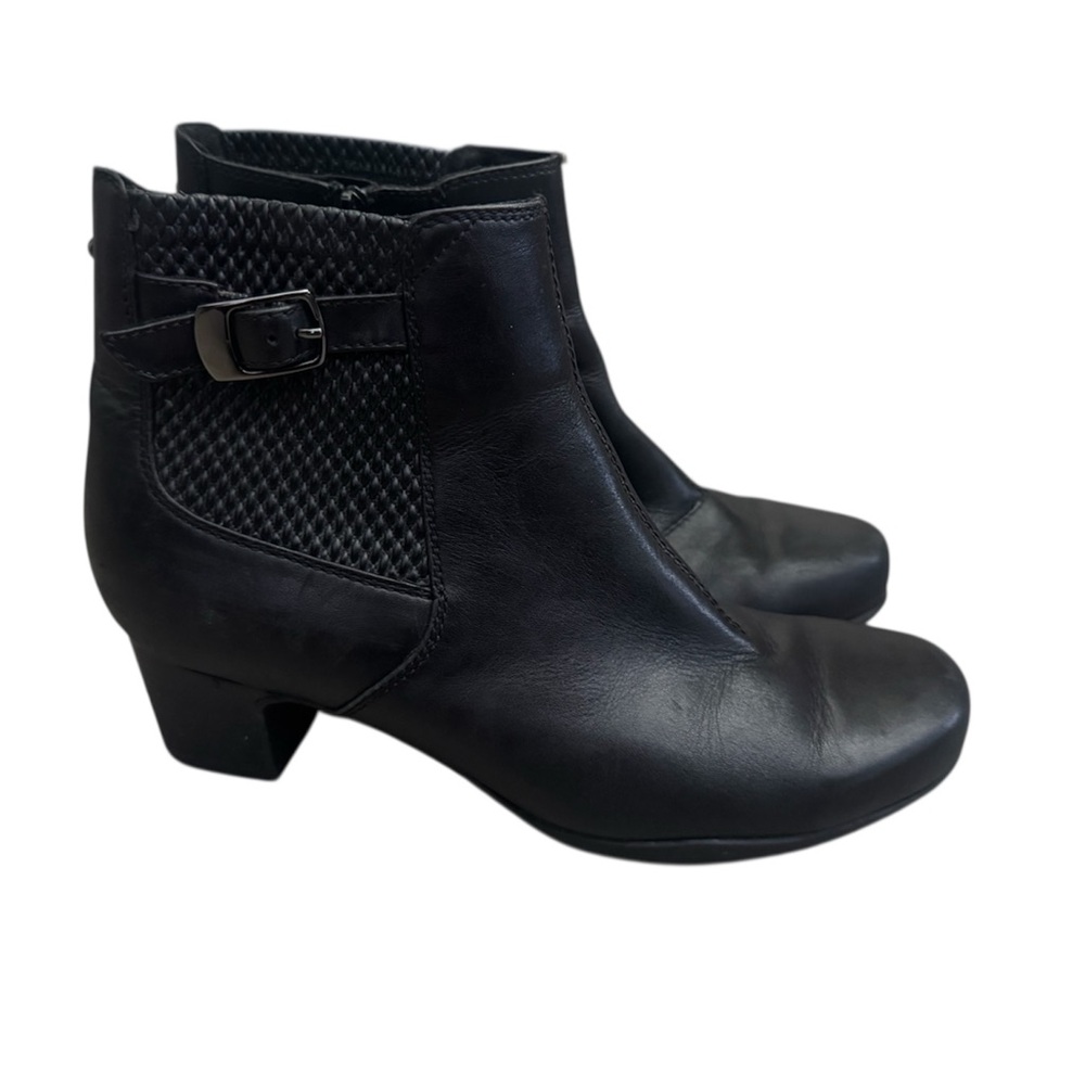 Clarks Black Ankle Booties with Buckle Detail